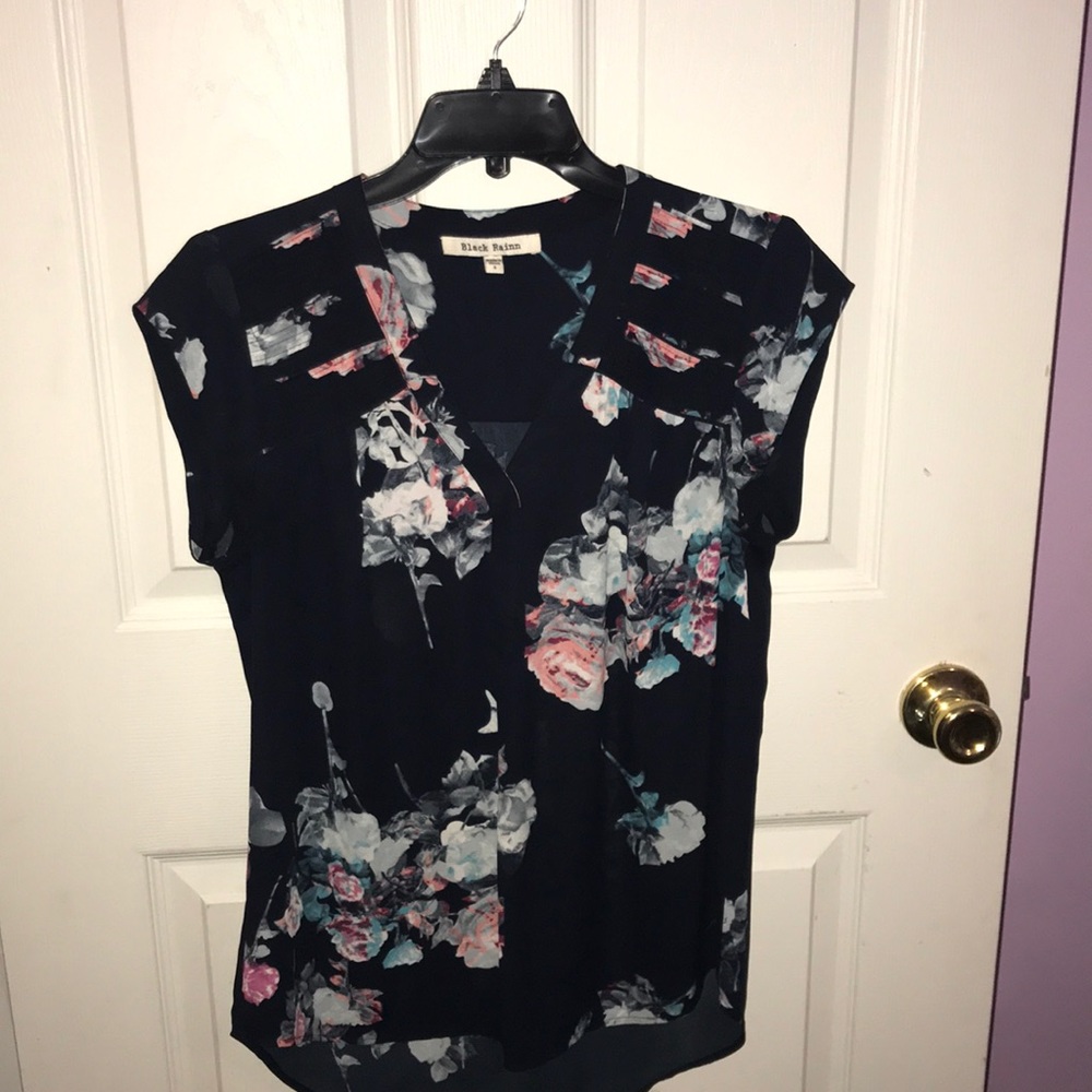 Black Rain Floral Top